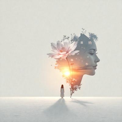 The primary subject of the image is a woman's face, which is the main focus of the image. The setting is a white background, which provides a clean and minimalist look. The visual style is a combination of digital art and illustration, creating a unique and artistic representation of the woman's face. The colors in the image are predominantly white, which adds to the overall mood of simplicity and elegance.